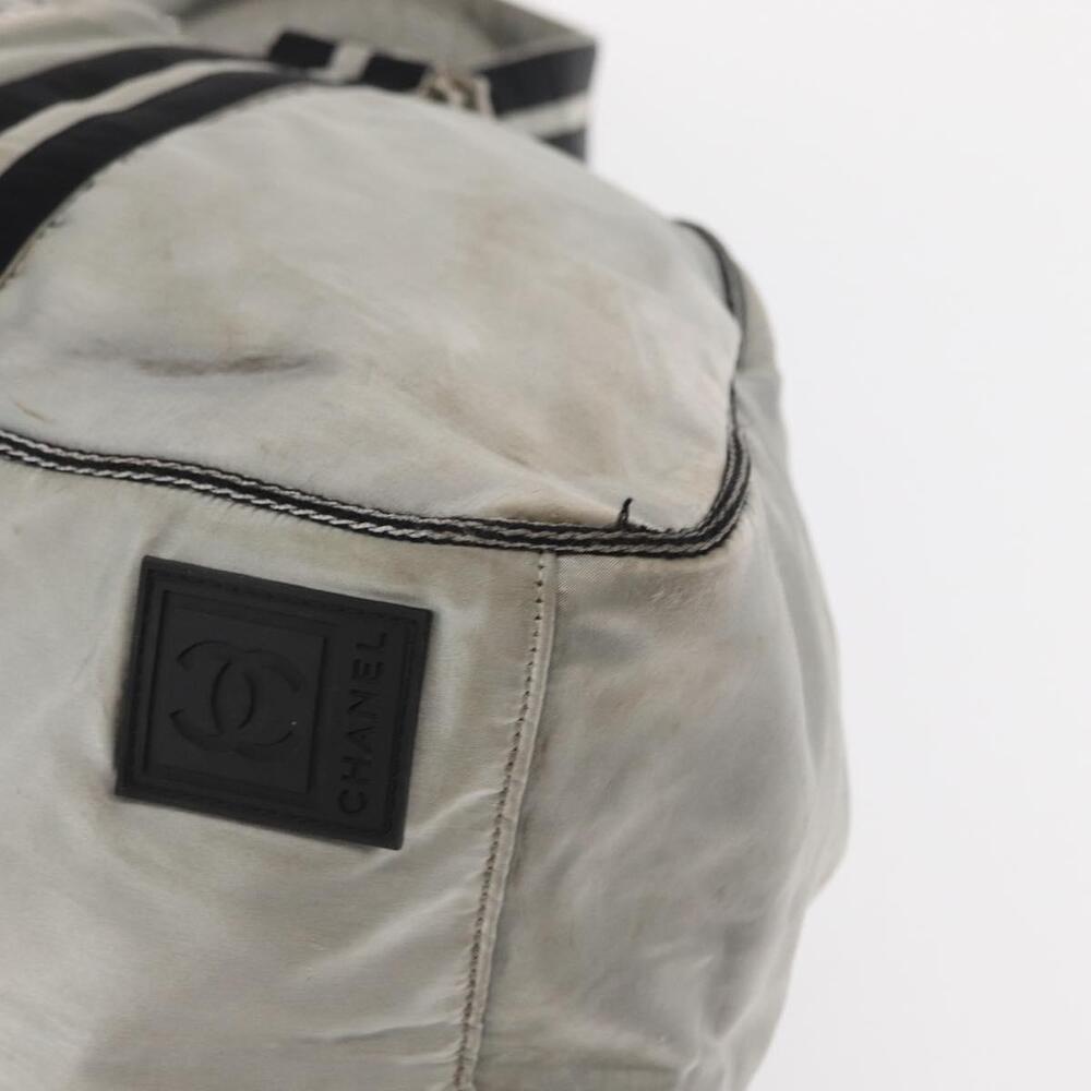 CHANEL Sports Line Boston Bag Nylon Silver CC Auth BA7758 - Picture 15 of 16